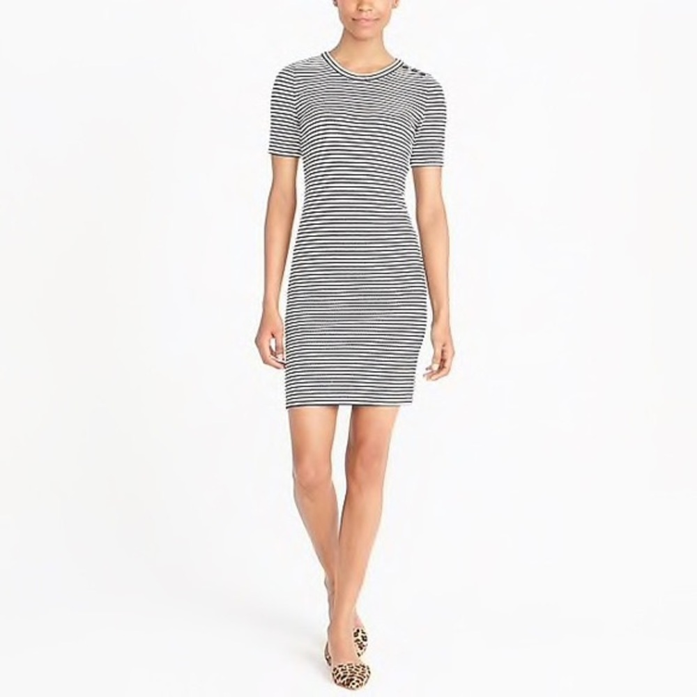J. Crew Fitted Cotton Stripe Short Sleeve Dress